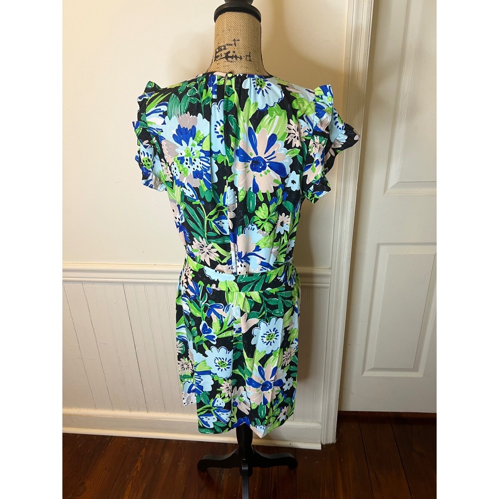 Kate Spade NewYork Full Bloom Floral Flutter Sleeve Tie Waist Mini Dress size 14 - Picture 8 of 12